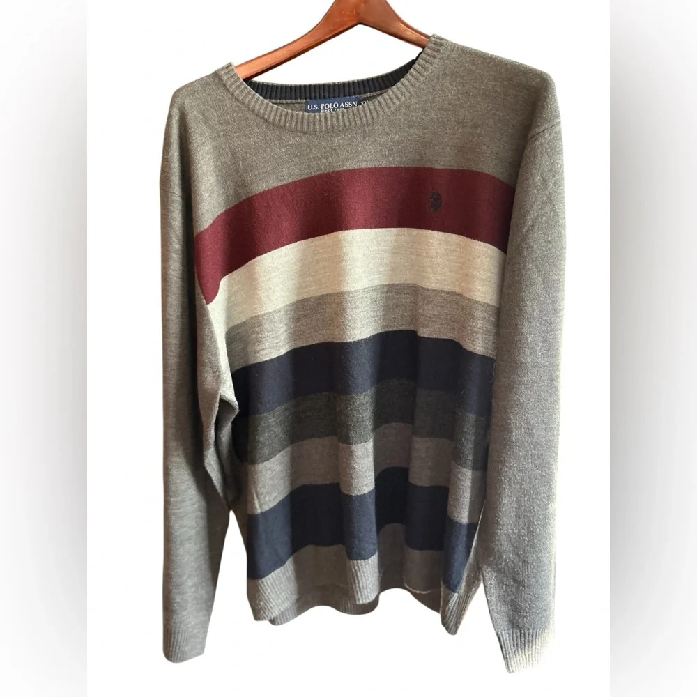 U.S. Polo Assn. Men's‎ XXL Striped Crew Neck Sweater Multicolor Pullover